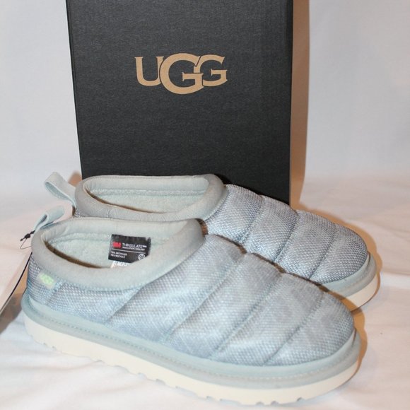 NIB UGG‎ WOMEN'S PUFFER TASMAN LOGO SHEARLING LINED SLIPPERS BLUE - Picture 3 of 7